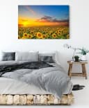 Pixxprint Leinwandbild Sonnenuntergang Sonnenblumen Bunt Bild 3