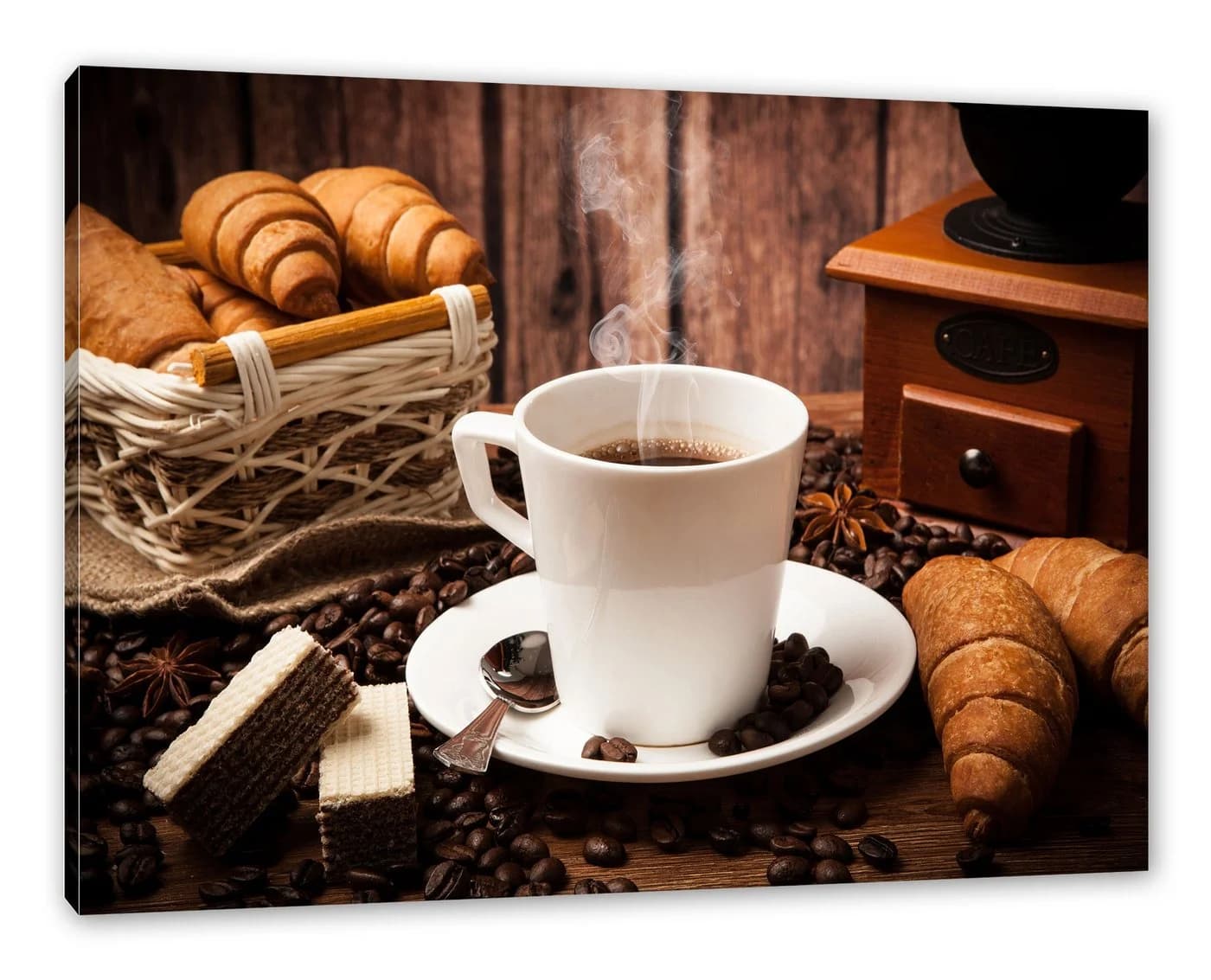 Pixxprint Leinwandbild Kaffee Bunt Echtholzrahmen - Bild 2