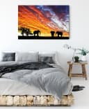 Pixxprint Leinwandbild Elefanten in Wüste Bunt Bild 3