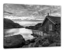 Pixxprint Leinwandbild Sonnenaufgang Fjord Norwegens Bunt Bild 2