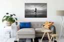 Pixxprint Leinwandbild Yoga am Strand Schwarz-Weiß Kunst Bild 1