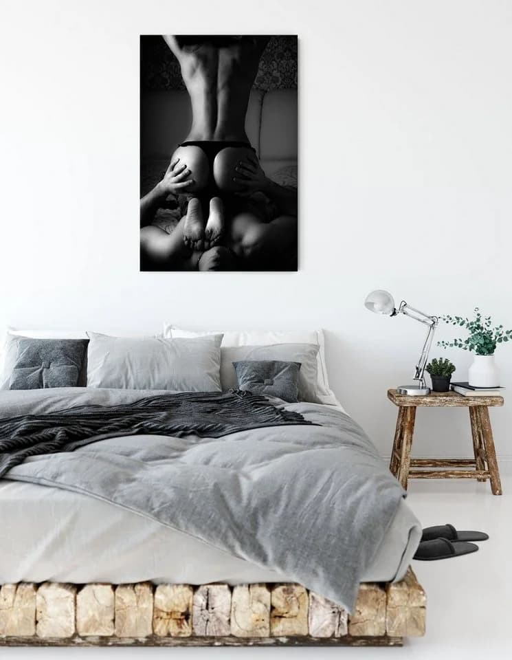 Pixxprint Leinwandbild Erotisches Paar Kunst B&W Schwarz/Weiß - Bild 3