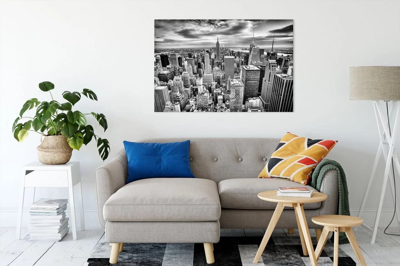 Pixxprint Leinwandbild Skyline New York Urban Deko