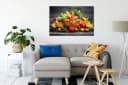 Pixxprint Leinwandbild Frisches Obst und Gemüse im Korb Bunt Bild 1