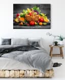 Pixxprint Leinwandbild Frisches Obst und Gemüse im Korb Bunt Bild 3