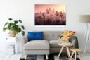 Pixxprint Leinwandbild Palmen vor Skyline Los Angeles Bunt Bild 1