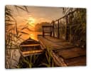 Pixxprint Leinwandbild Bootssteg am See bei Sonnenuntergang Bunt Bild 2