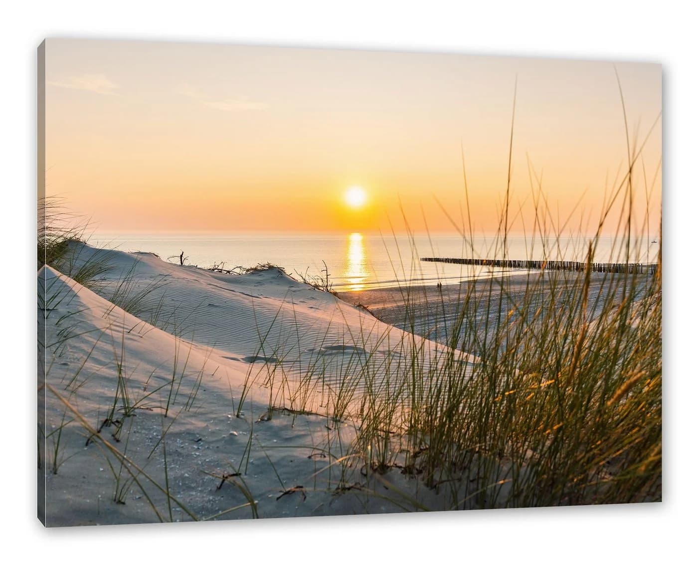 Pixxprint Leinwandbild Dünenblick Meer Sonnenuntergang - Bild 2