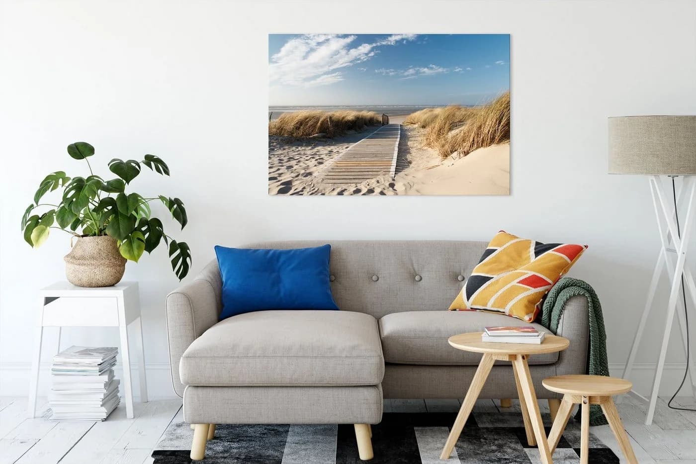 Pixxprint Leinwandbild Weg zum Strand durch die Dünen
