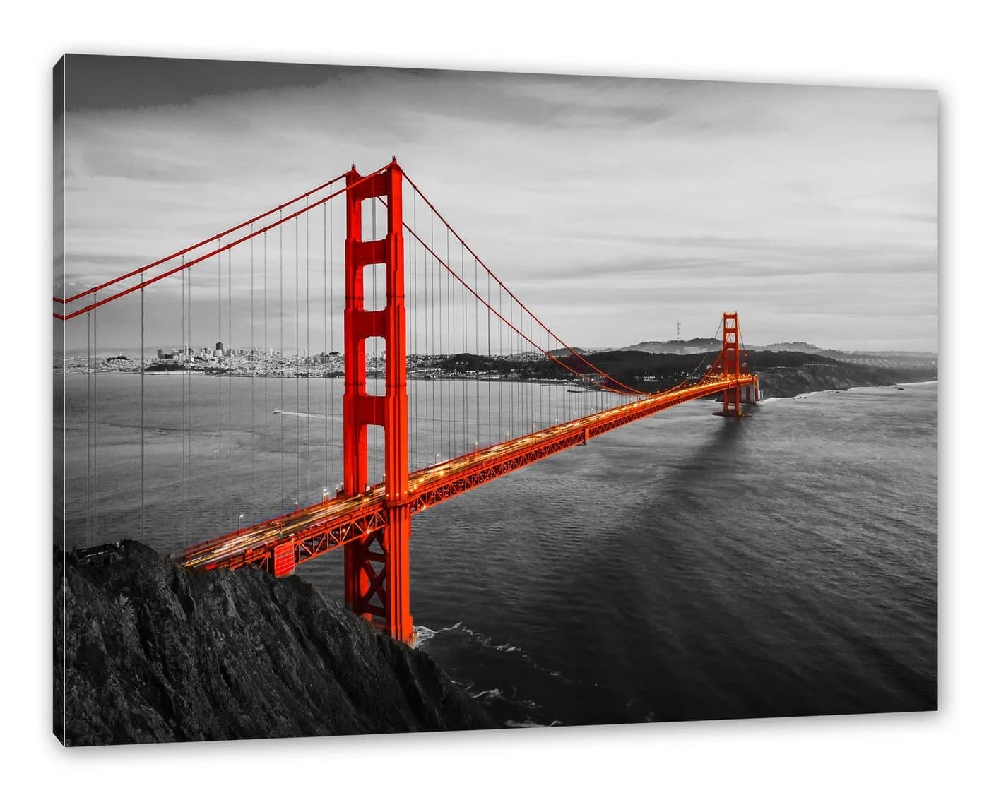 Pixxprint Leinwandbild Golden Gate Bridge B&W Detail - Bild 2