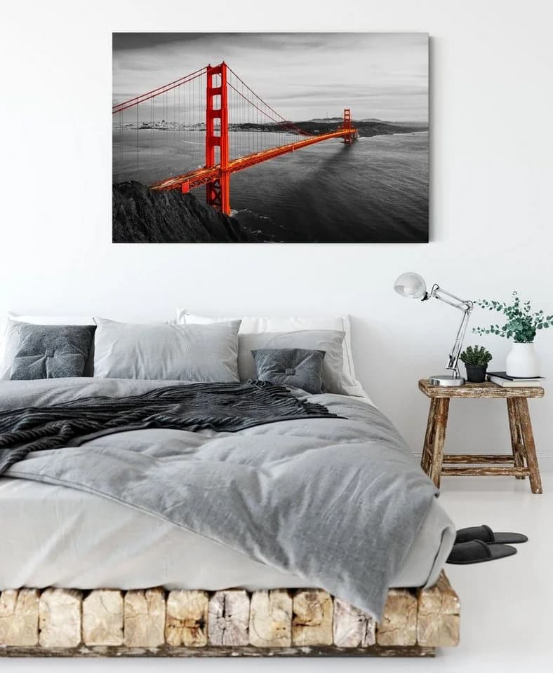 Pixxprint Leinwandbild Golden Gate Bridge B&W Detail - Bild 3