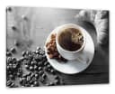 Pixxprint Leinwandbild Tasse Kaffee Schwarz-Weiß Bild 2