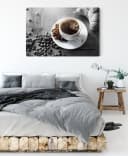 Pixxprint Leinwandbild Tasse Kaffee Schwarz-Weiß Bild 3