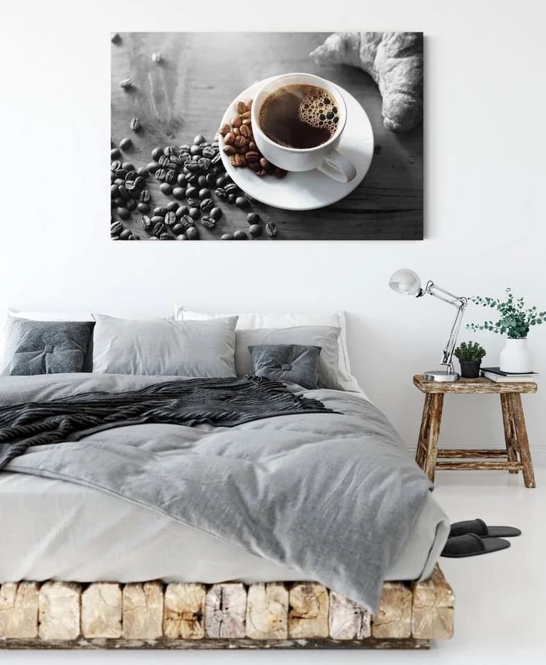 Pixxprint Leinwandbild Tasse Kaffee Schwarz-Weiß - Bild 3