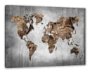 Pixxprint Leinwandbild Weltkarte Altes Holz B&W Detail Bild 2