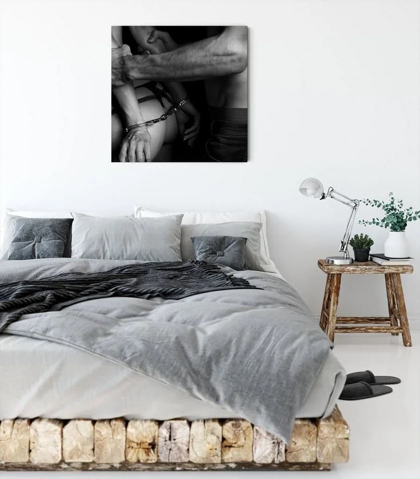 Pixxprint Leinwandbild Sexy Frau in Handschellen Bunt - Bild 3