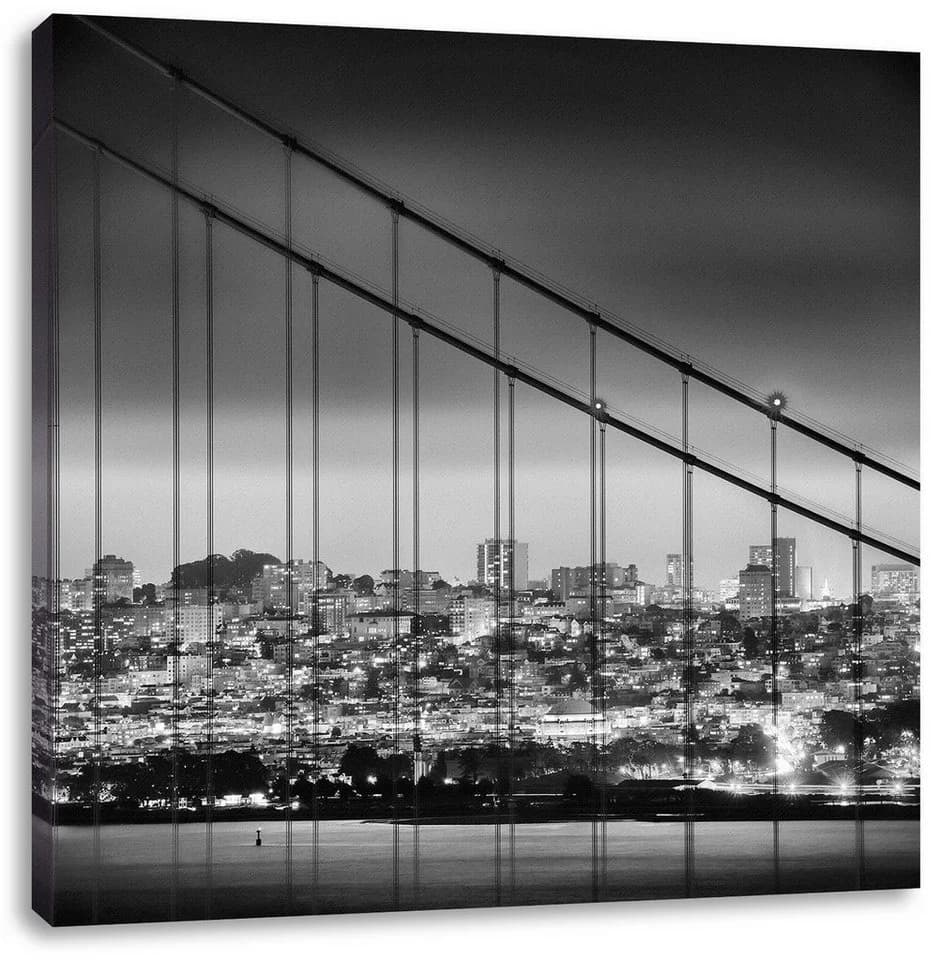 Pixxprint Leinwandbild San Francisco Skyline Bunt Schwarz - Bild 2