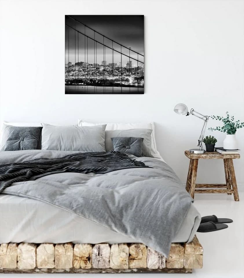 Pixxprint Leinwandbild San Francisco Skyline Bunt Schwarz - Bild 3
