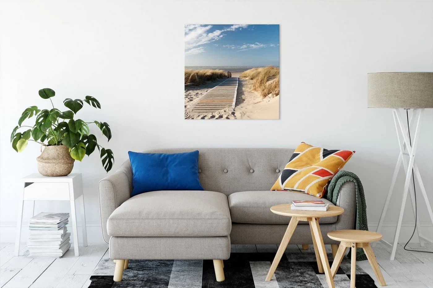 Pixxprint Leinwandbild Weg zum Strand durch die Dünen - Bild 1