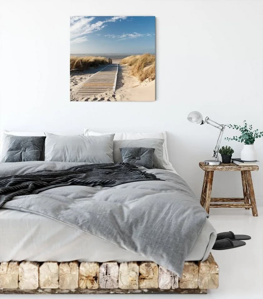 Pixxprint Leinwandbild Weg zum Strand durch die Dünen - Bild 3