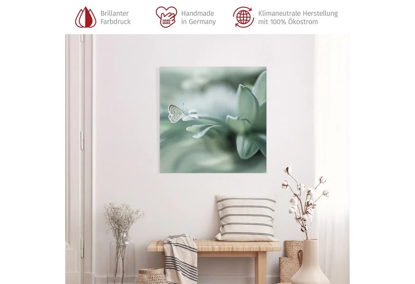 Bilderdepot24 Leinwandbild Blumen Modern Natur Schmetterling pastell XXL