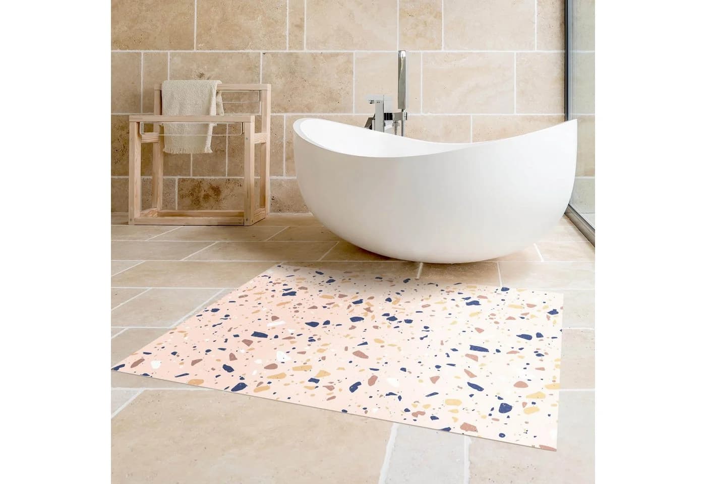 Bilderdepot24 Vinylteppich Beige Terrazzo Muster Nass Wischbar - Bild 4