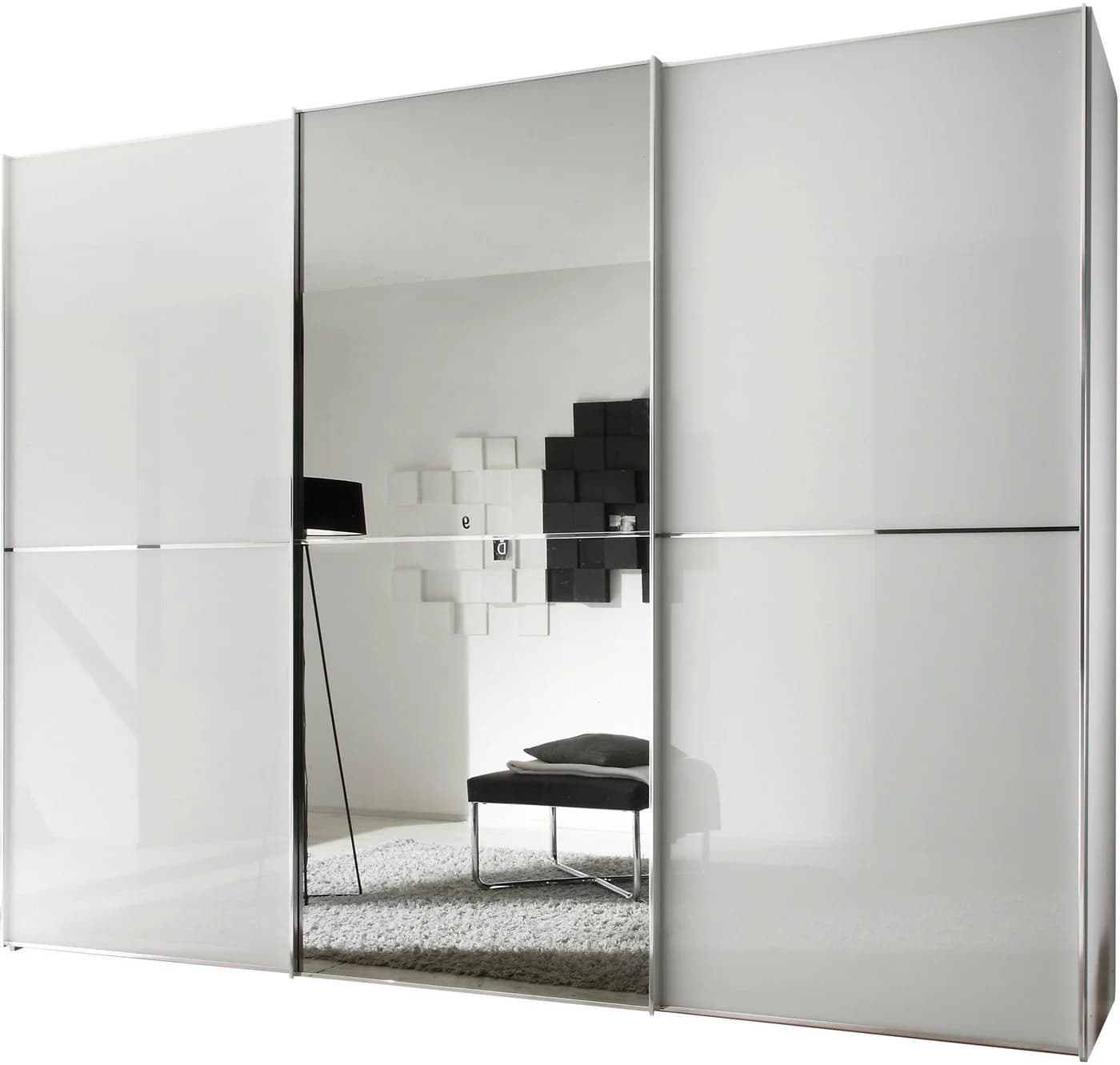 STAUD Schwebetürenschrank Sinfonie Plus Weiß Glas-Spiegel Front - Bild 2