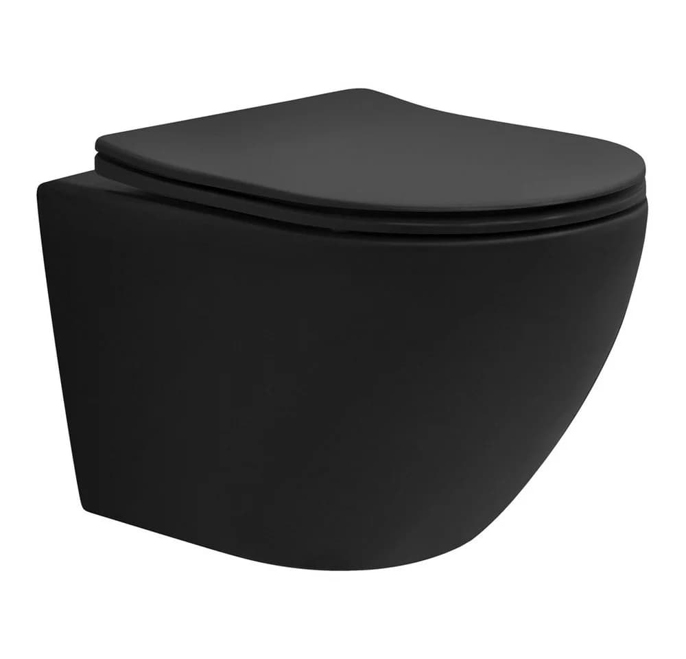 LuxeBath Wand-WC Spülrandlos Schwarz matt mit Softclose WC-Sitz - Bild 2