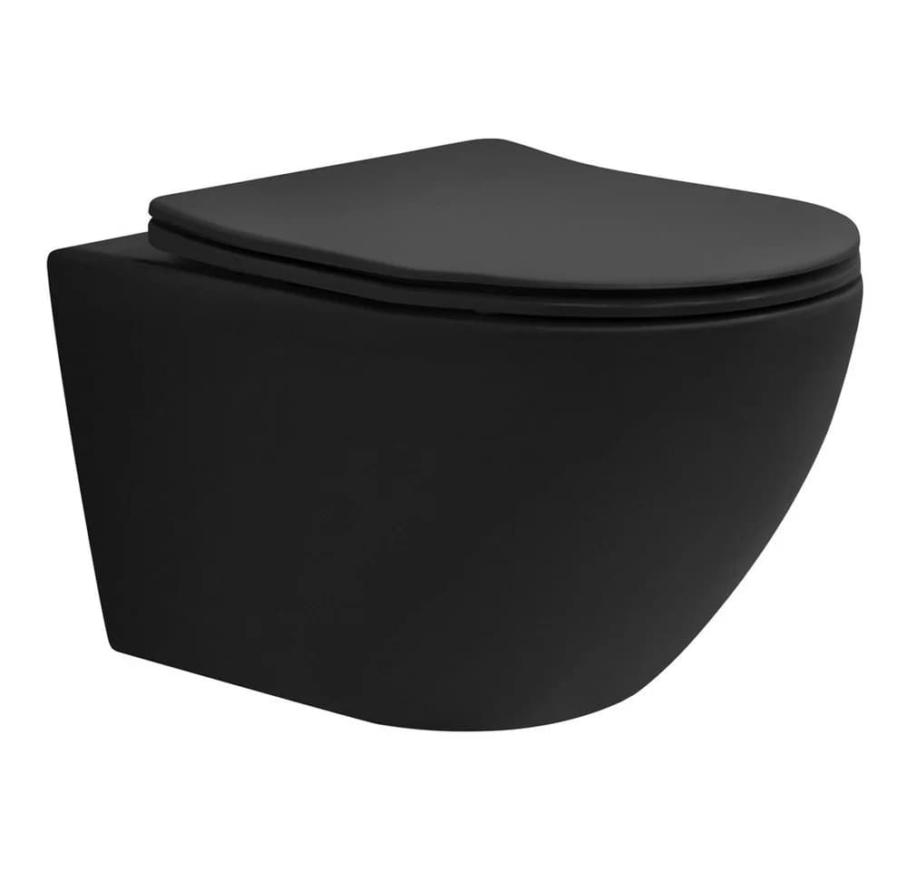 LuxeBath Spülrandloses Hänge-WC Schwarz Matt mit Softclose-Sitz - Bild 2