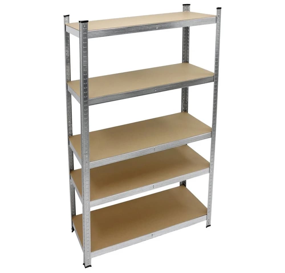 ECD Germany Schwerlastregal 2-tlg. Metall/MDF Silber bis 750kg