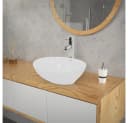 LuxeBath Aufsatzwaschbecken Keramik Handwaschbecken Wasserfall Waschtisch Weiß Bild 3