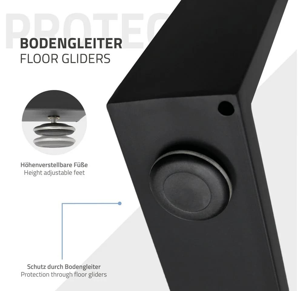ECD Germany Tischbein 2x Schwarz Pulverbeschichteter Stahl Industrial Design - Bild 5