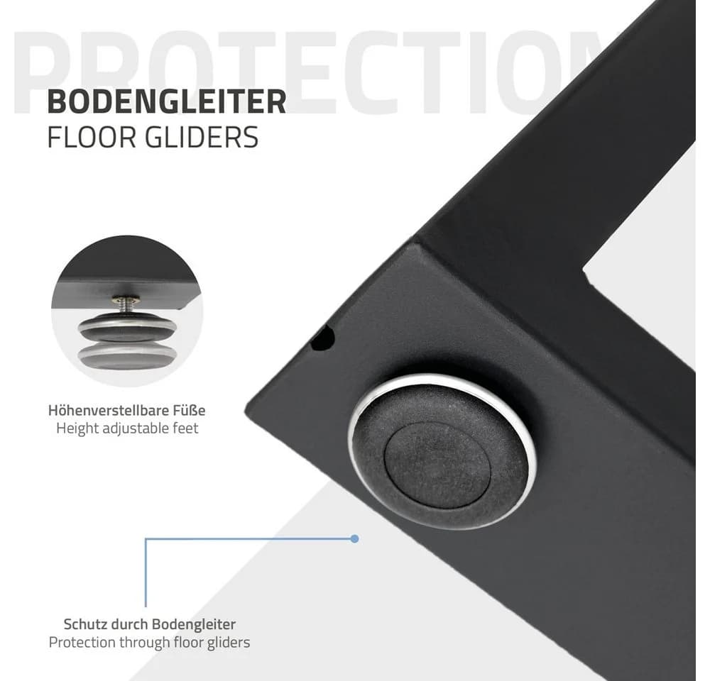 ECD Germany Tischbein 2x Trapez Design Schwarz Pulverbeschichtet - Bild 5