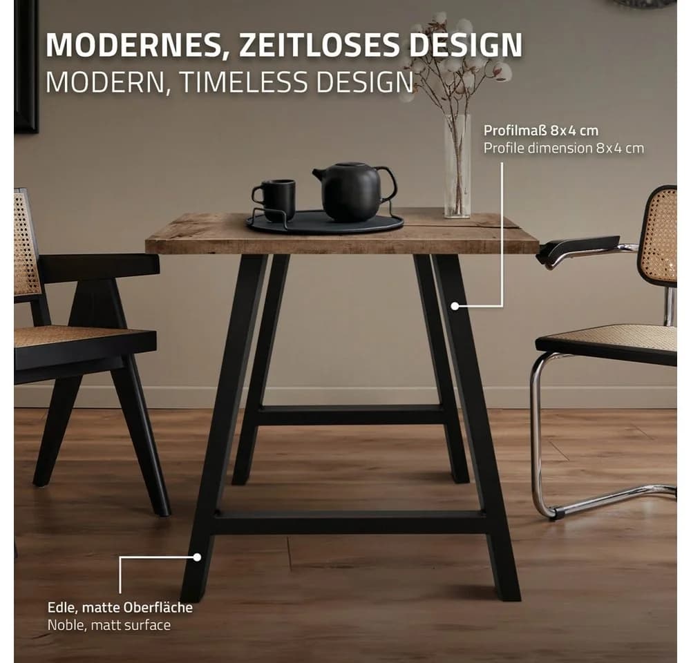ECD Germany Tischbein 2x A-Design Schwarz Pulverbeschichteter Stahl - Bild 4