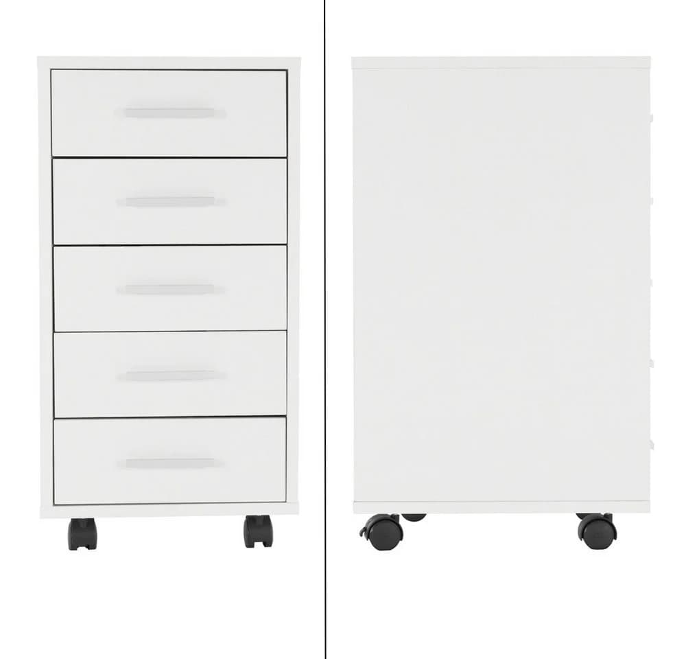 ML-DESIGN Rollcontainer Weiß 5 Schubladen Büroschrank