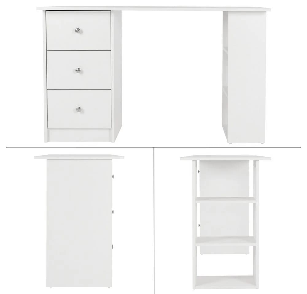 ML-DESIGN Schreibtisch Bürotisch mit 3 Schubladen, 3 Regale und Tastaturauszug