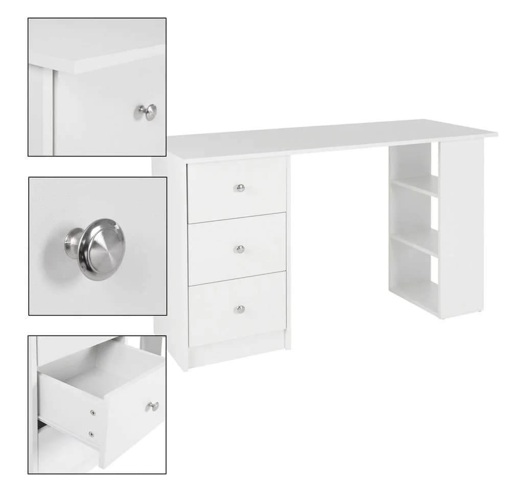 ML-DESIGN Schreibtisch Bürotisch mit 3 Schubladen, 3 Regale und Tastaturauszug - Bild 3
