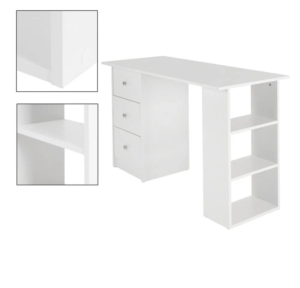 ML-DESIGN Schreibtisch Bürotisch mit 3 Schubladen, 3 Regale und Tastaturauszug - Bild 4