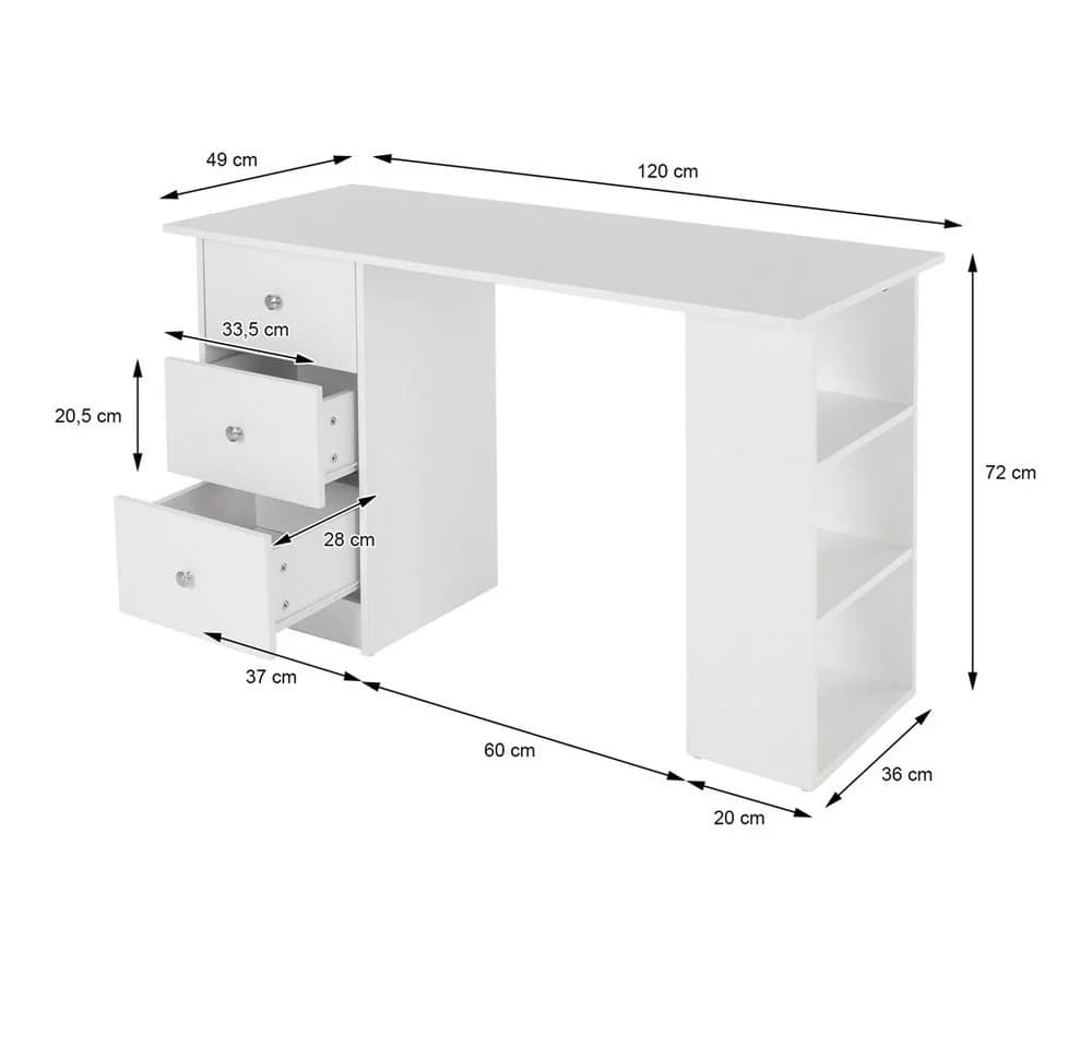 ML-DESIGN Schreibtisch Bürotisch mit 3 Schubladen, 3 Regale und Tastaturauszug - Bild 5
