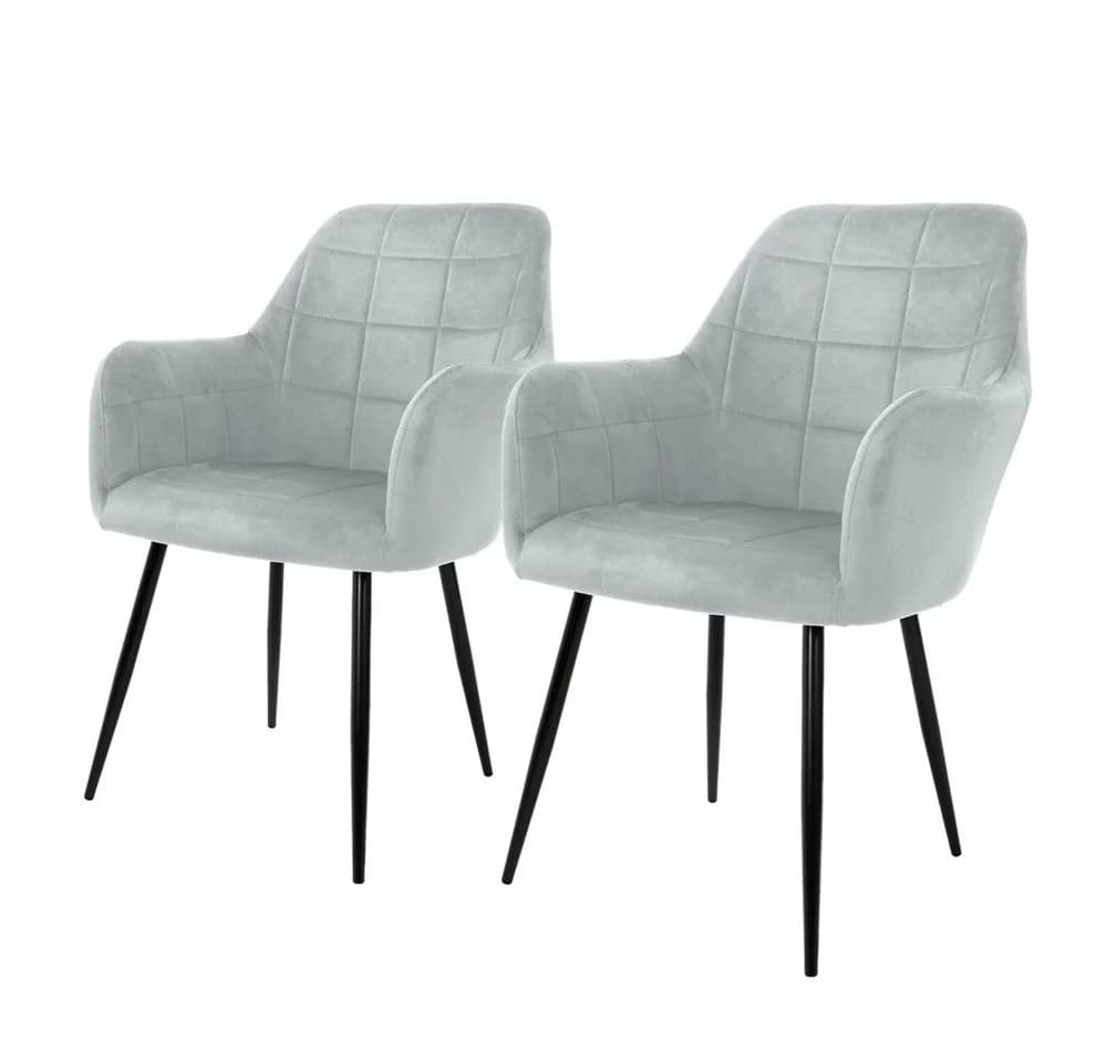 ML-DESIGN Esszimmerstuhl 4er Set Grau/Rosa Samtbezug Metallbeine