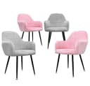 ML-DESIGN Esszimmerstuhl 4er Set Grau/Rosa Samtbezug Metallbeine Bild 2