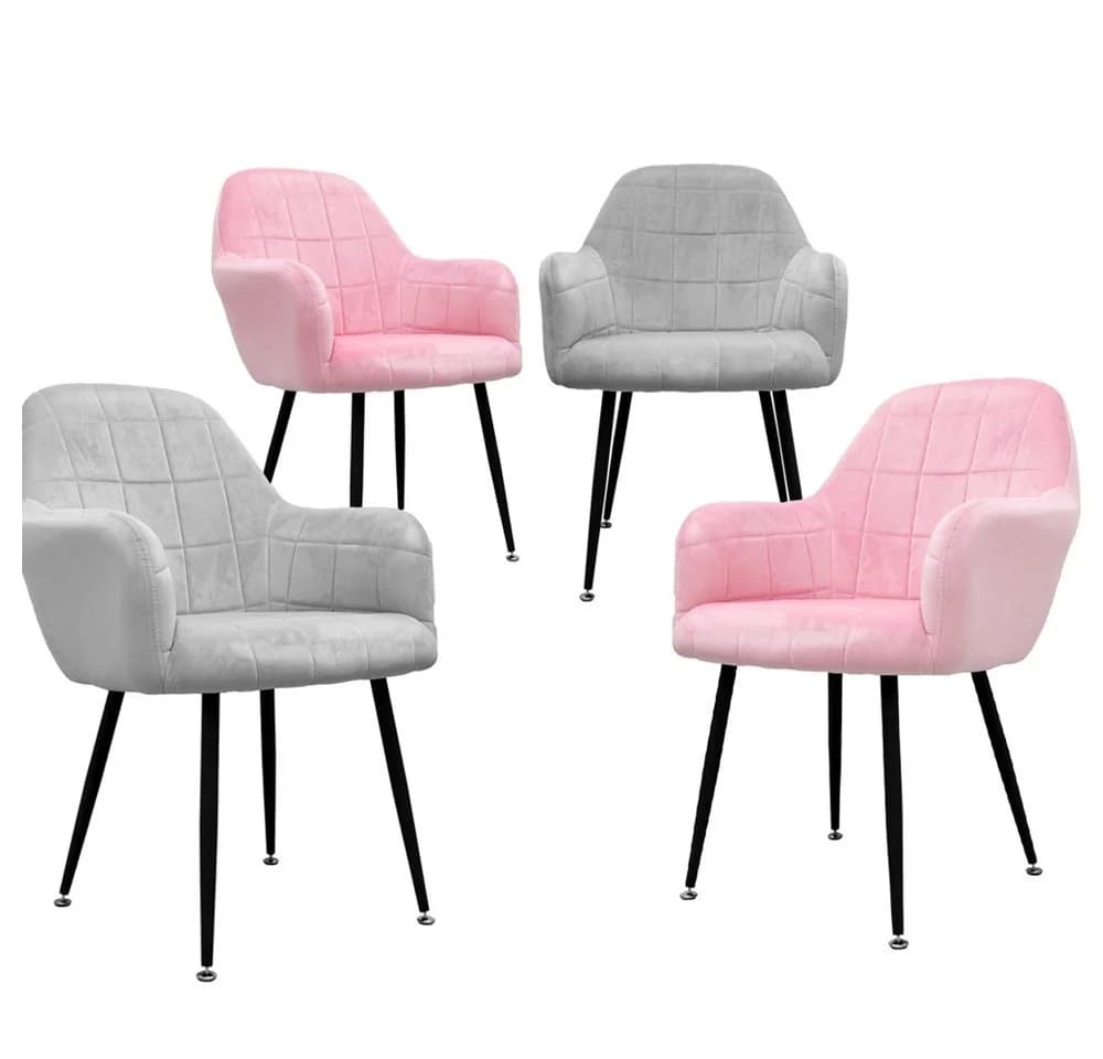 ML-DESIGN Esszimmerstuhl 4er Set Grau/Rosa Samtbezug Metallbeine - Bild 2
