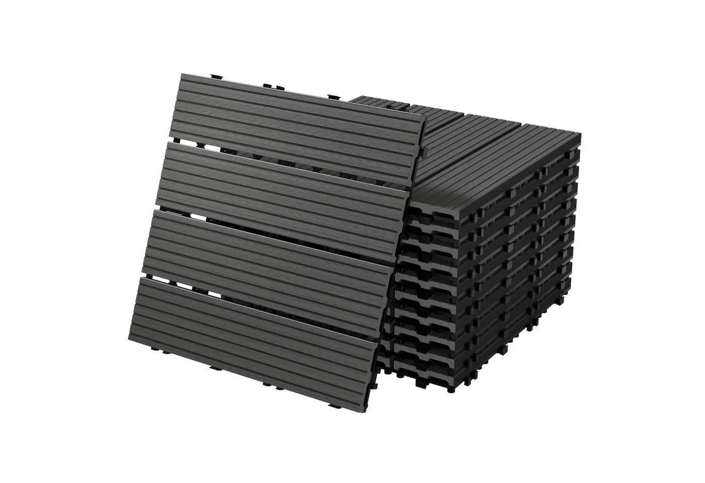 ECD Germany Terrassenfliesen WPC Anthrazit mit Klicksystem & Drainage - Bild 2