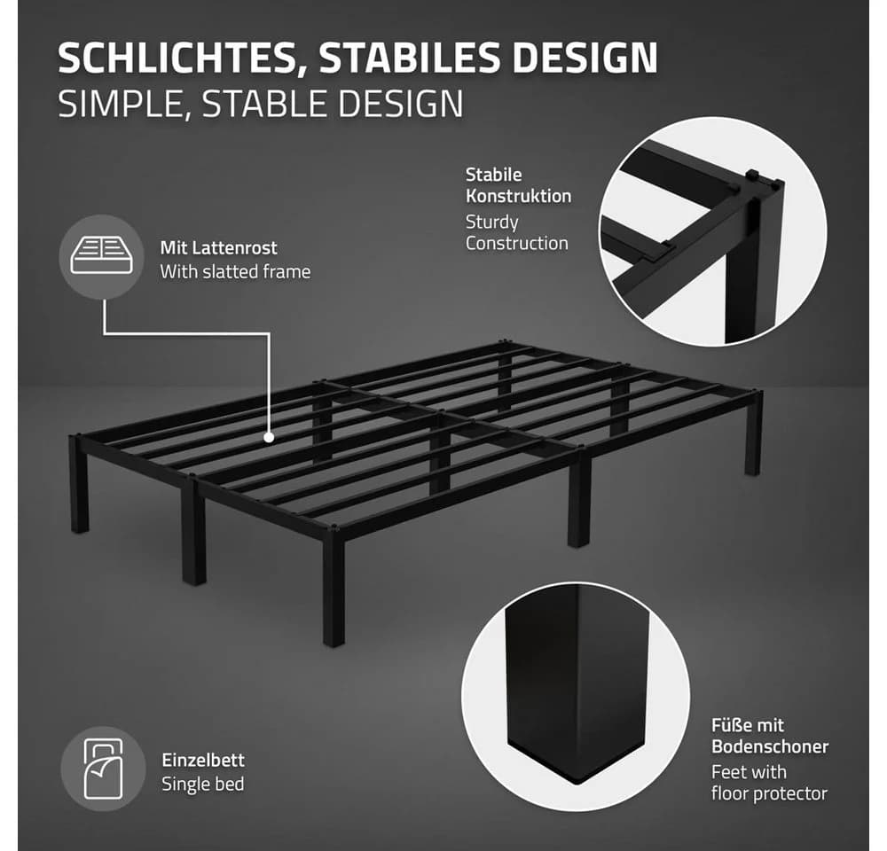 ML-DESIGN Metallbett Paris - Schwarz mit Lattenrost - Bild 3