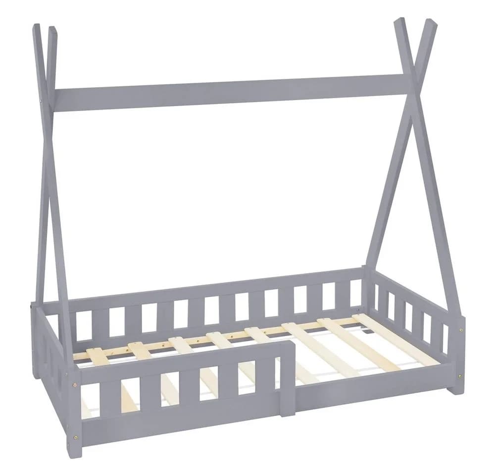 ML-DESIGN Spielbett Tipi Zeltbett Grau Massivholz mit Rausfallschutz - Bild 2