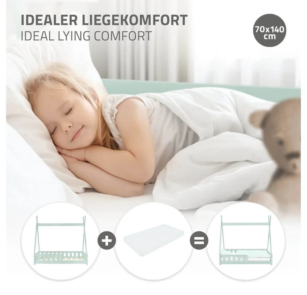 ML-DESIGN Spielbett Tipi Zeltbett Mint Kiefer mit Rausfallschutz - Bild 4