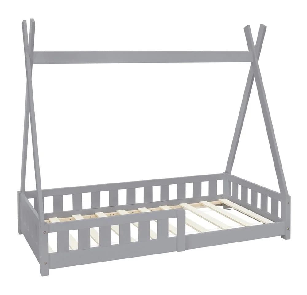 ML-DESIGN Tipi Kinderbett Grau mit Rausfallschutz & Lattenrost - Bild 2