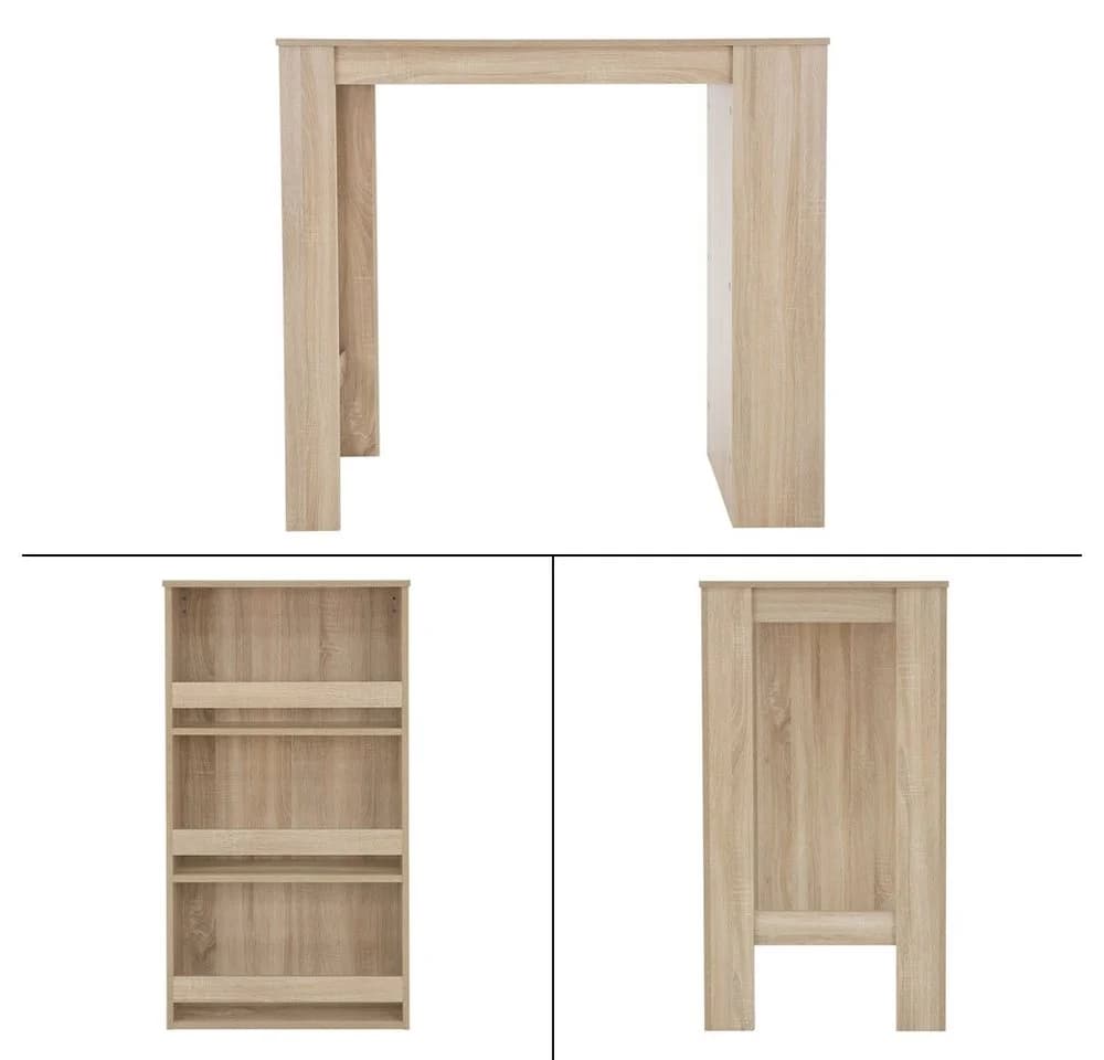 ML-DESIGN Bartisch Braun mit 3 Ablageflächen