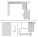 ML-DESIGN Drehbarer Eckschreibtisch Weiß Hochglanz mit Rollen Bild 1