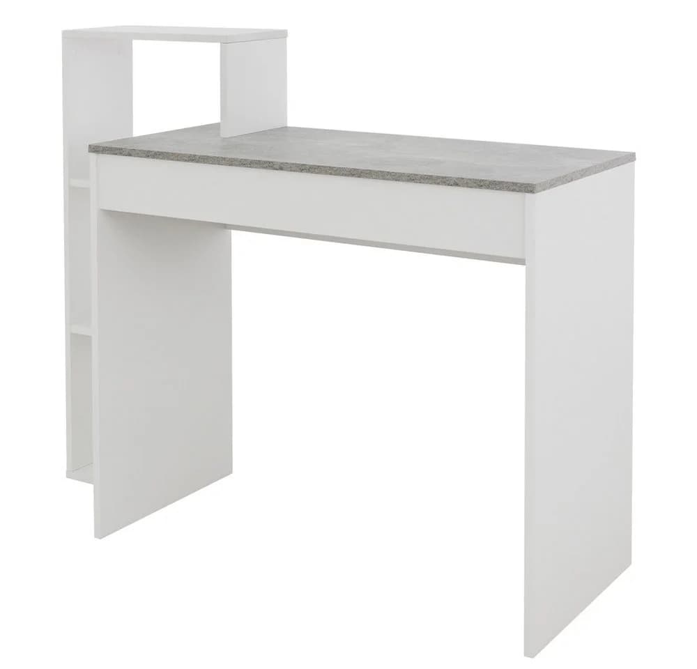 ML-DESIGN Schreibtisch mit Regal 3 Böden Weiß Beton-Optik